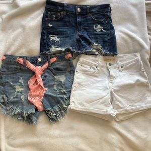 Stylish Denim and White Shorts Set